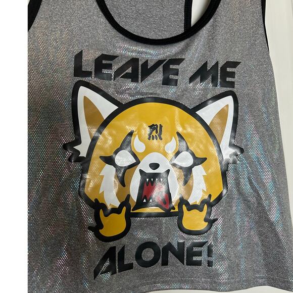 SANRIO Aggretsuko Racerback Tank NWT Gray Shimmer Graphic Tee Size M - Picture 1 of 4